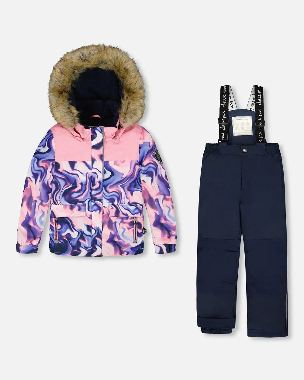Two-Piece Discover Snowsuit With Printed Jacket Navy Blue | Deux par Deux | Jenni Kidz