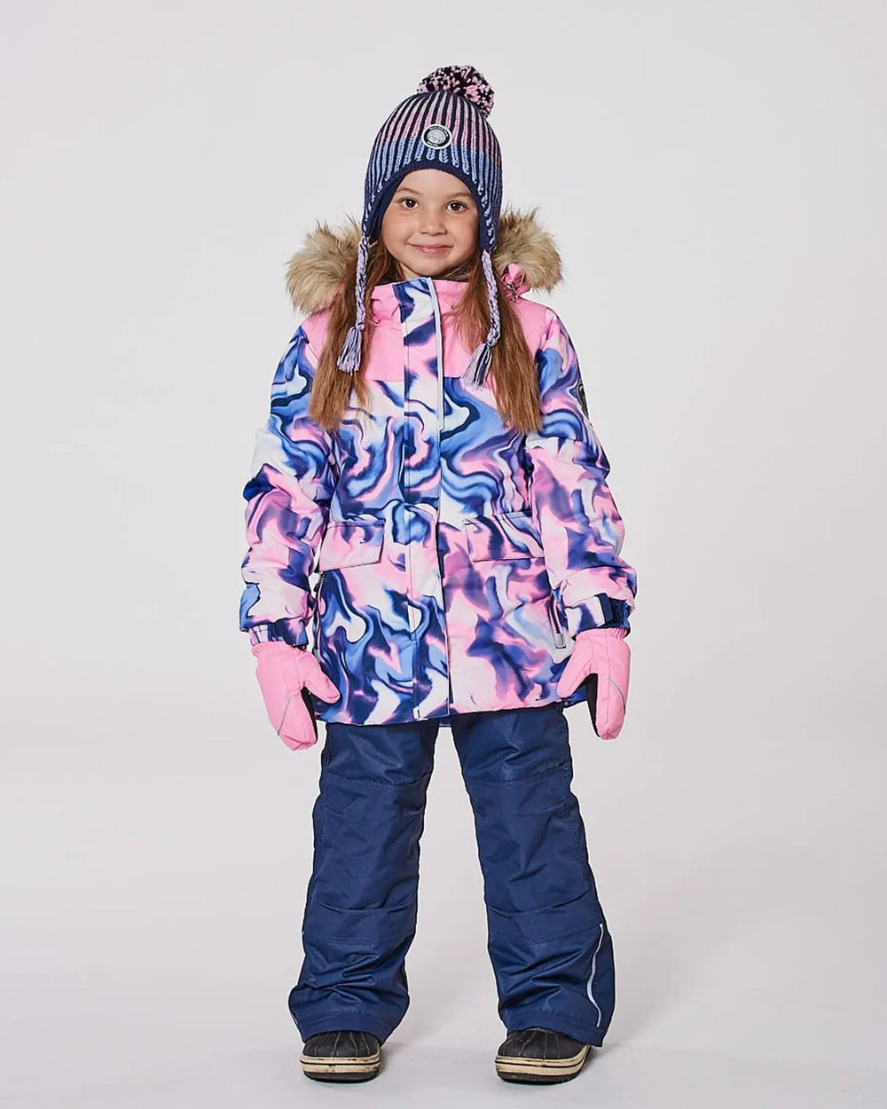 Two-Piece Discover Snowsuit With Printed Jacket Navy Blue | Deux par Deux | Jenni Kidz