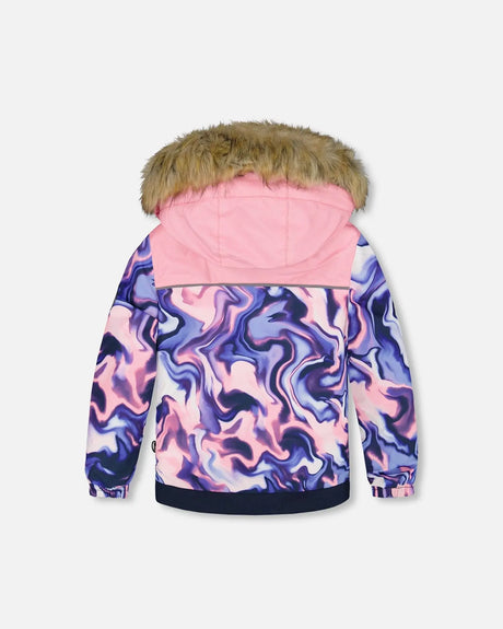 Two-Piece Discover Snowsuit With Printed Jacket Navy Blue | Deux par Deux | Jenni Kidz