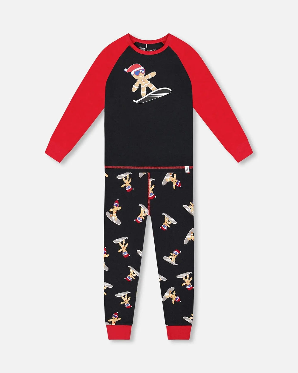 Two-Piece Organic Cotton Pajama Set Black Cookie Print | Deux par Deux | Jenni Kidz