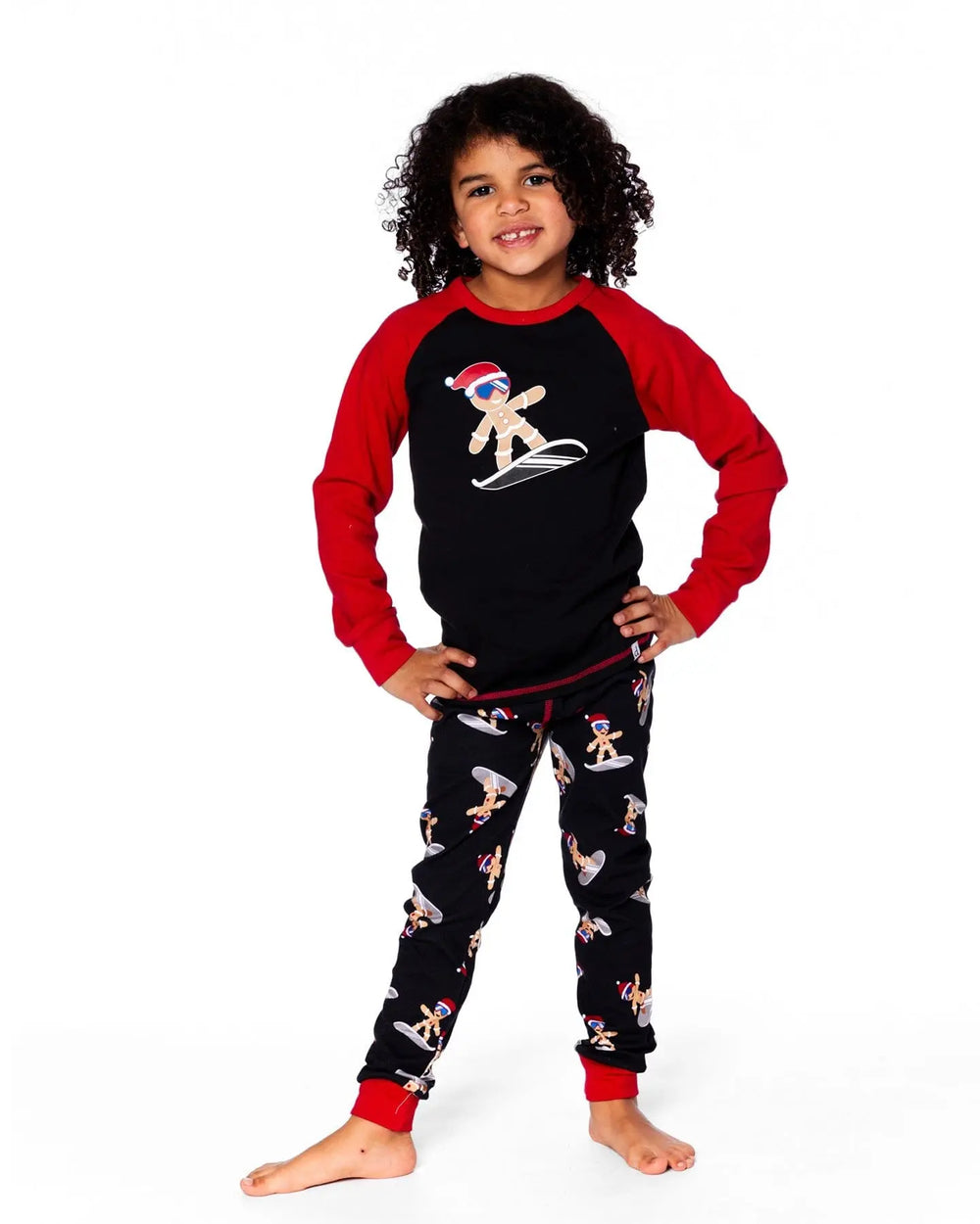 Two-Piece Organic Cotton Pajama Set Black Cookie Print | Deux par Deux | Jenni Kidz