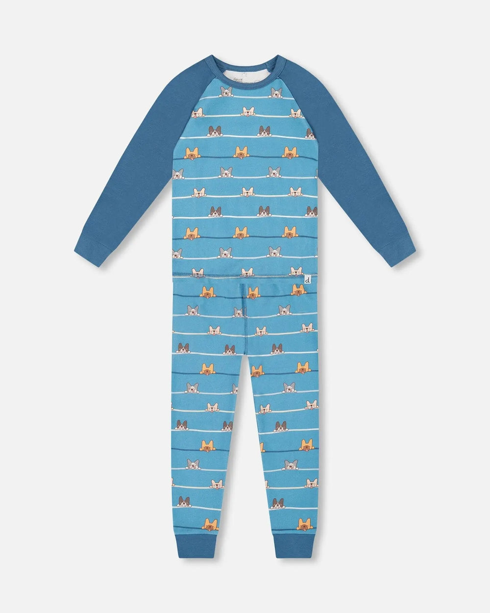 Two-Piece Organic Cotton Pajama Set Blue Dog Print | Deux par Deux | Jenni Kidz