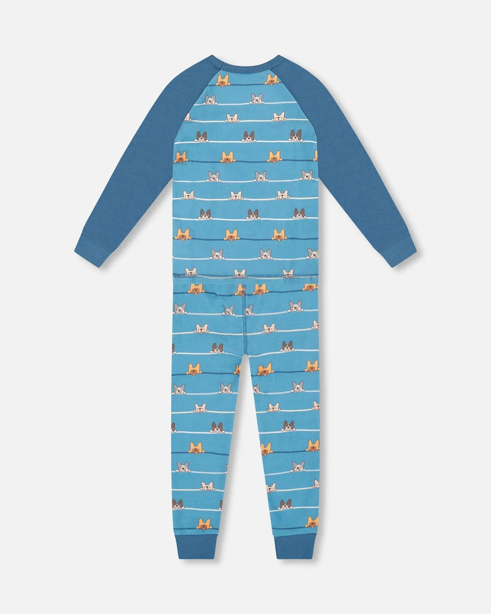 Two-Piece Organic Cotton Pajama Set Blue Dog Print | Deux par Deux | Jenni Kidz