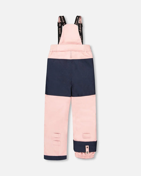 Flower print snowsuit pants with Cordura panels and suspenders