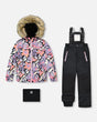 Two-Piece Play Snowsuit With Allover Print Jacket And Solid Pant Black | Deux par Deux | Jenni Kidz