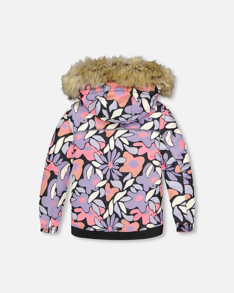 Two-Piece Play Snowsuit With Allover Print Jacket And Solid Pant Black | Deux par Deux | Jenni Kidz