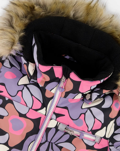 Two-Piece Play Snowsuit With Allover Print Jacket And Solid Pant Black | Deux par Deux | Jenni Kidz