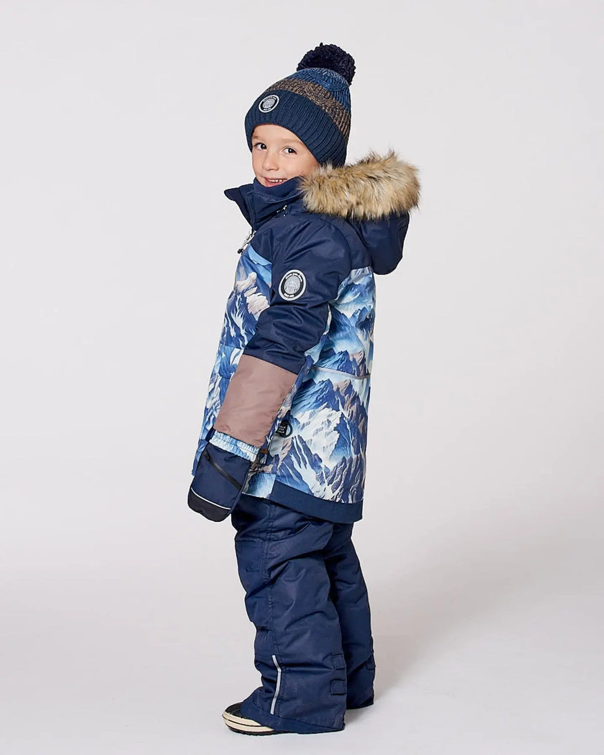Two-Piece Play Snowsuit With Printed Colorblocked Jacket Navy Blue | Deux par Deux | Jenni Kidz