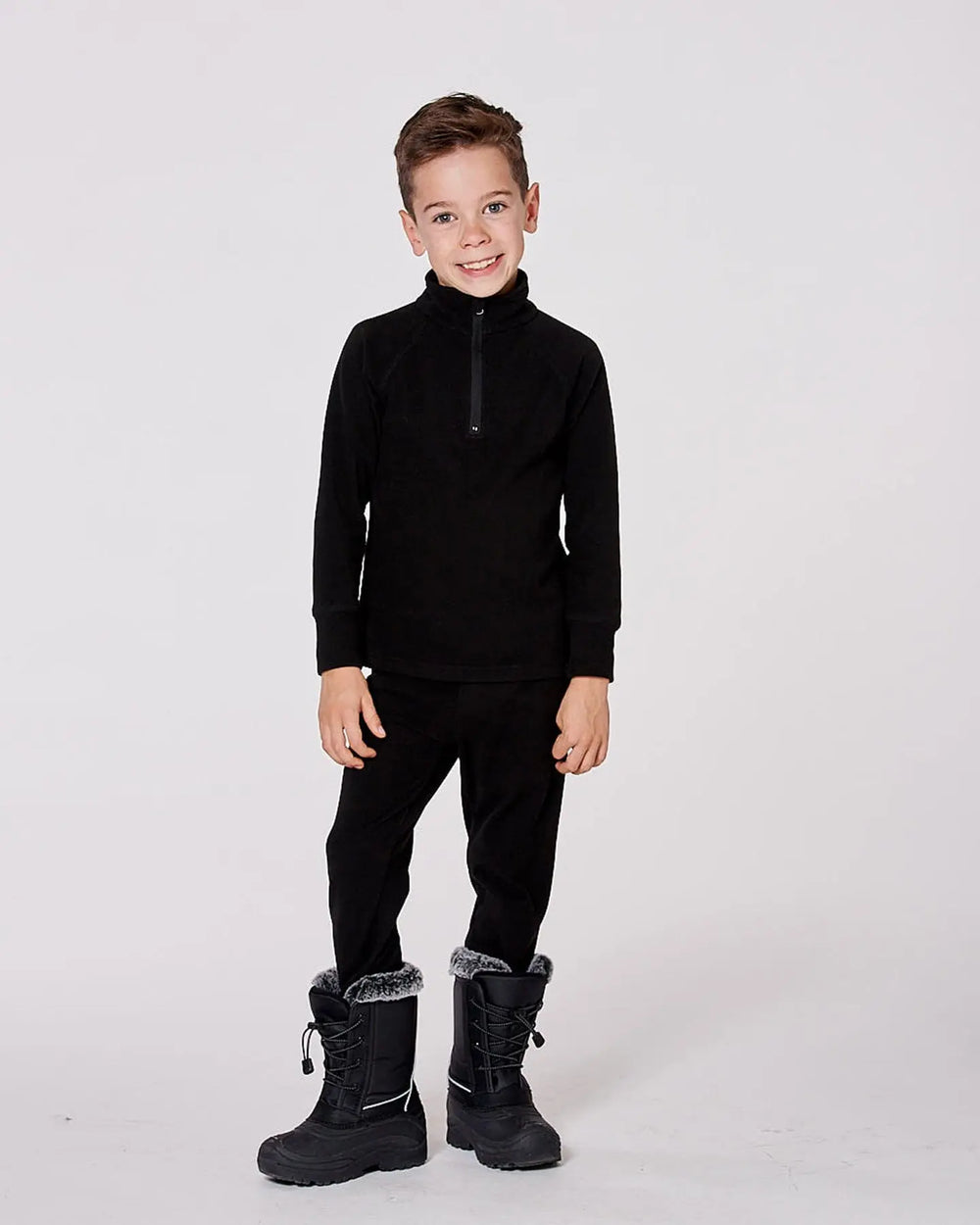 Two-Piece Thermal Underwear Set Black | Deux par Deux | Jenni Kidz