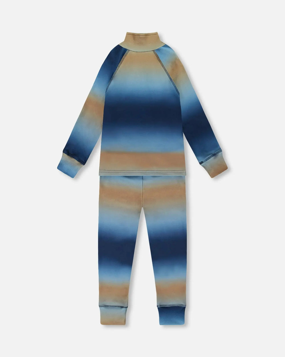 Two-Piece Thermal Underwear Set Blue And Beige Gradient | Deux par Deux | Jenni Kidz