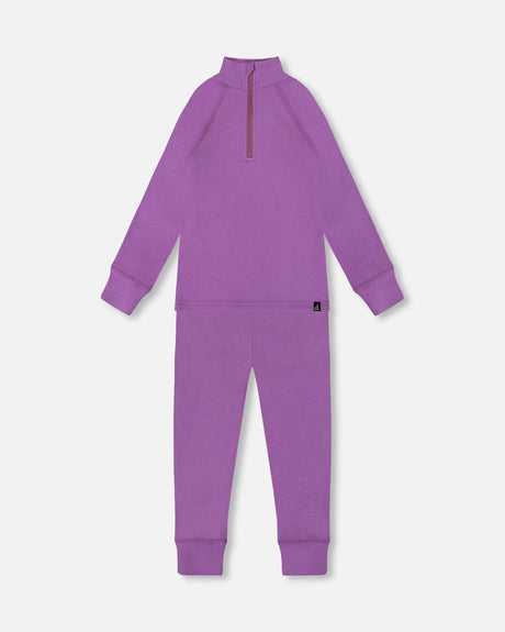 Two-Piece Thermal Underwear Set Lavender | Deux par Deux | Jenni Kidz