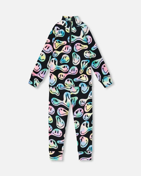 Two-Piece Thermal Underwear Set Smiley Face Girl | Deux par Deux | Jenni Kidz