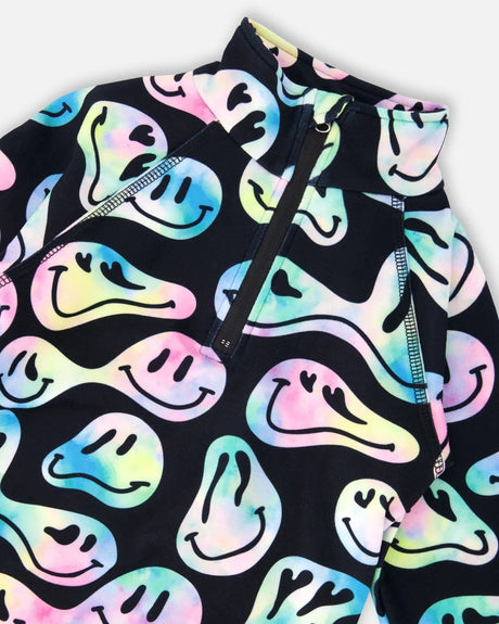 Two-Piece Thermal Underwear Set Smiley Face Girl | Deux par Deux | Jenni Kidz