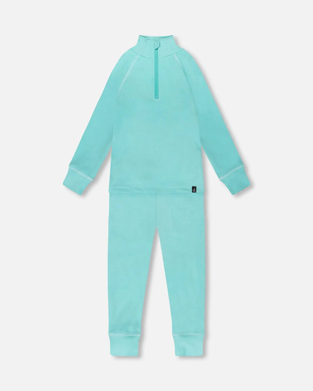 Two-Piece Thermal Underwear Set Turquoise Blue | Deux par Deux | Jenni Kidz