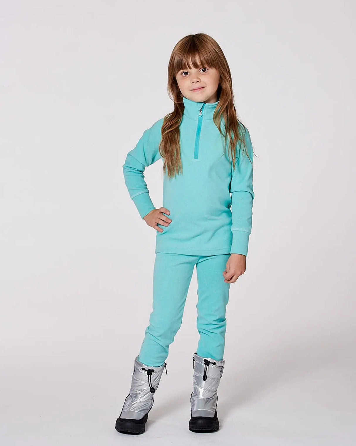 Two-Piece Thermal Underwear Set Turquoise Blue | Deux par Deux | Jenni Kidz