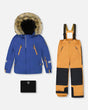 Deux par Deux boys snowsuit navy jacket + brown bib snow pants — order now