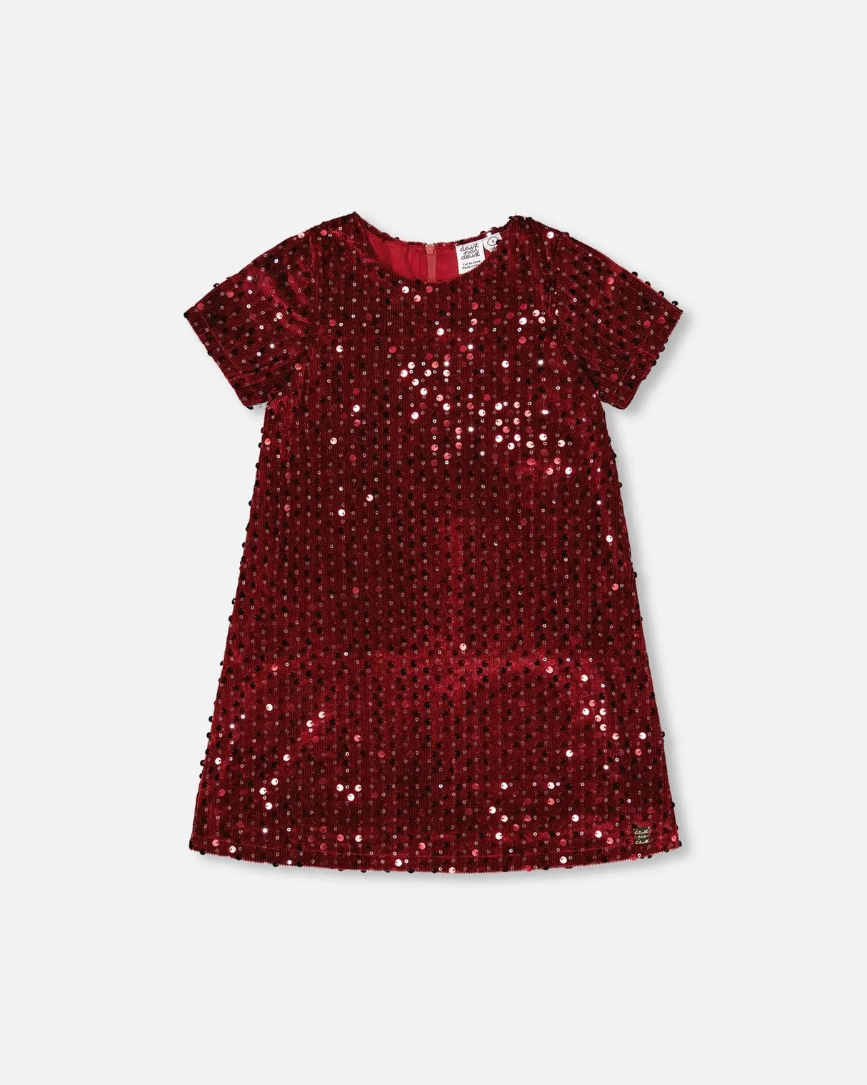 Velvet Short Sleeve Dress Red | Deux par Deux | Jenni Kidz
