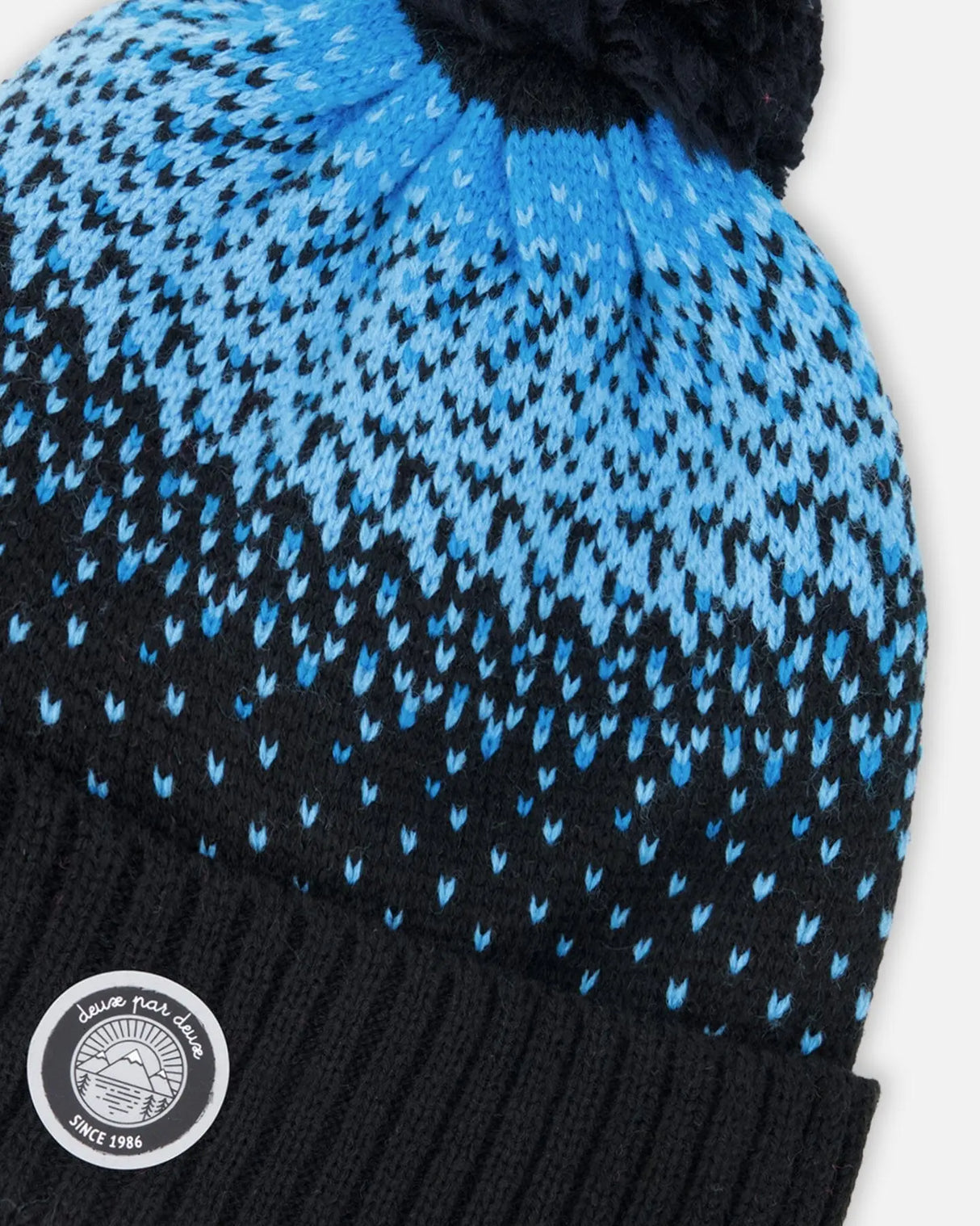Winter Knit Pompom Hat With Lining Black And Blue | Deux par Deux | Jenni Kidz
