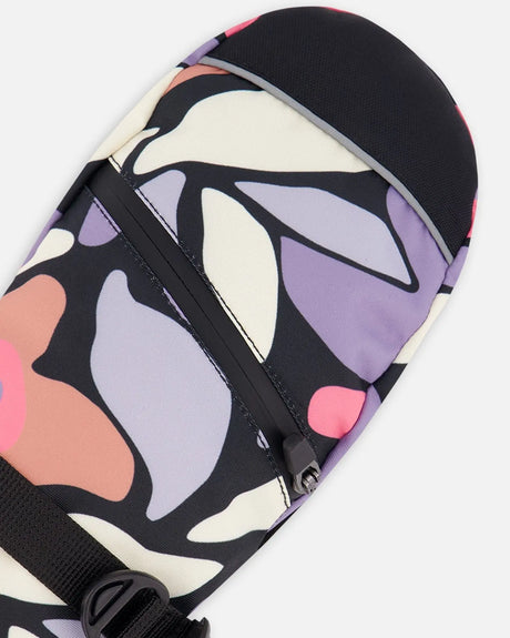 Winter Mittens Teknik Black Retro Flower Print | Deux par Deux | Jenni Kidz