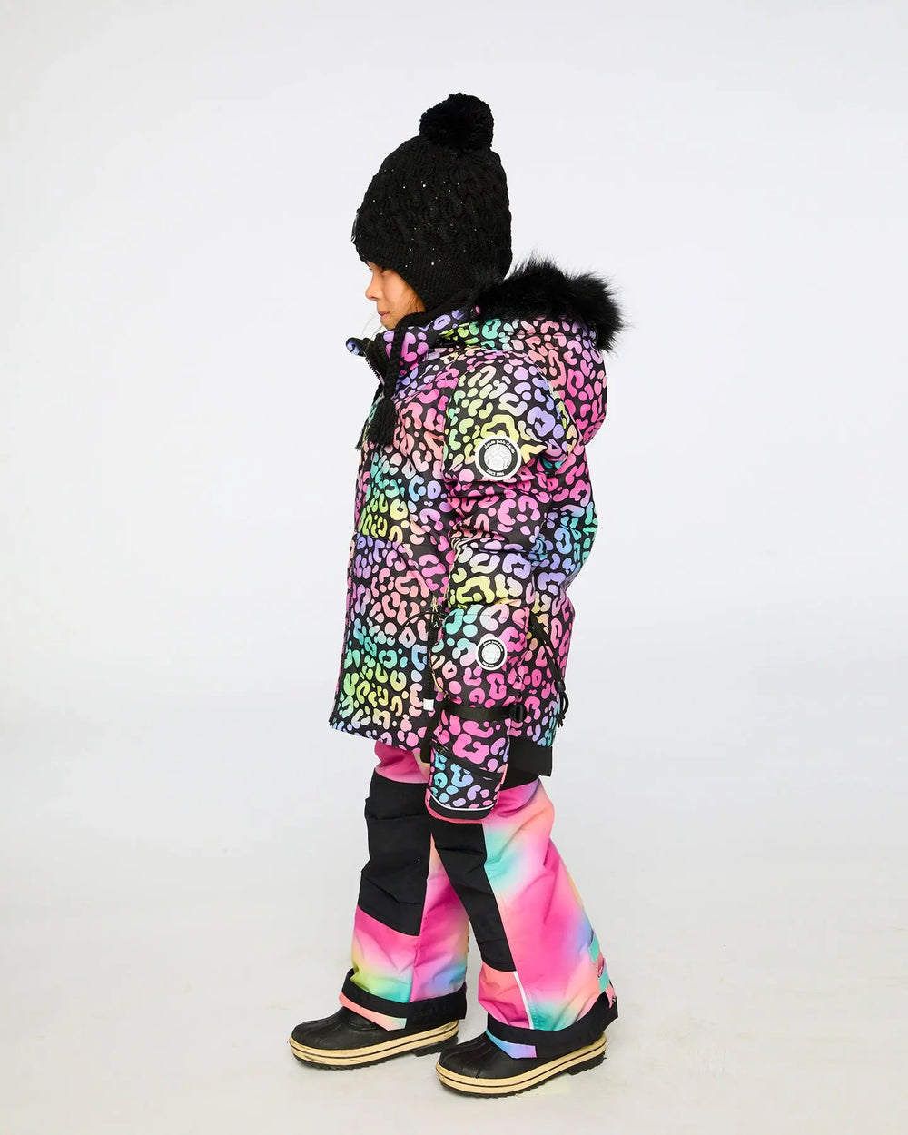 Winter Peruvian Knit Hat With Pompom And Lining Black | Deux par Deux | Jenni Kidz