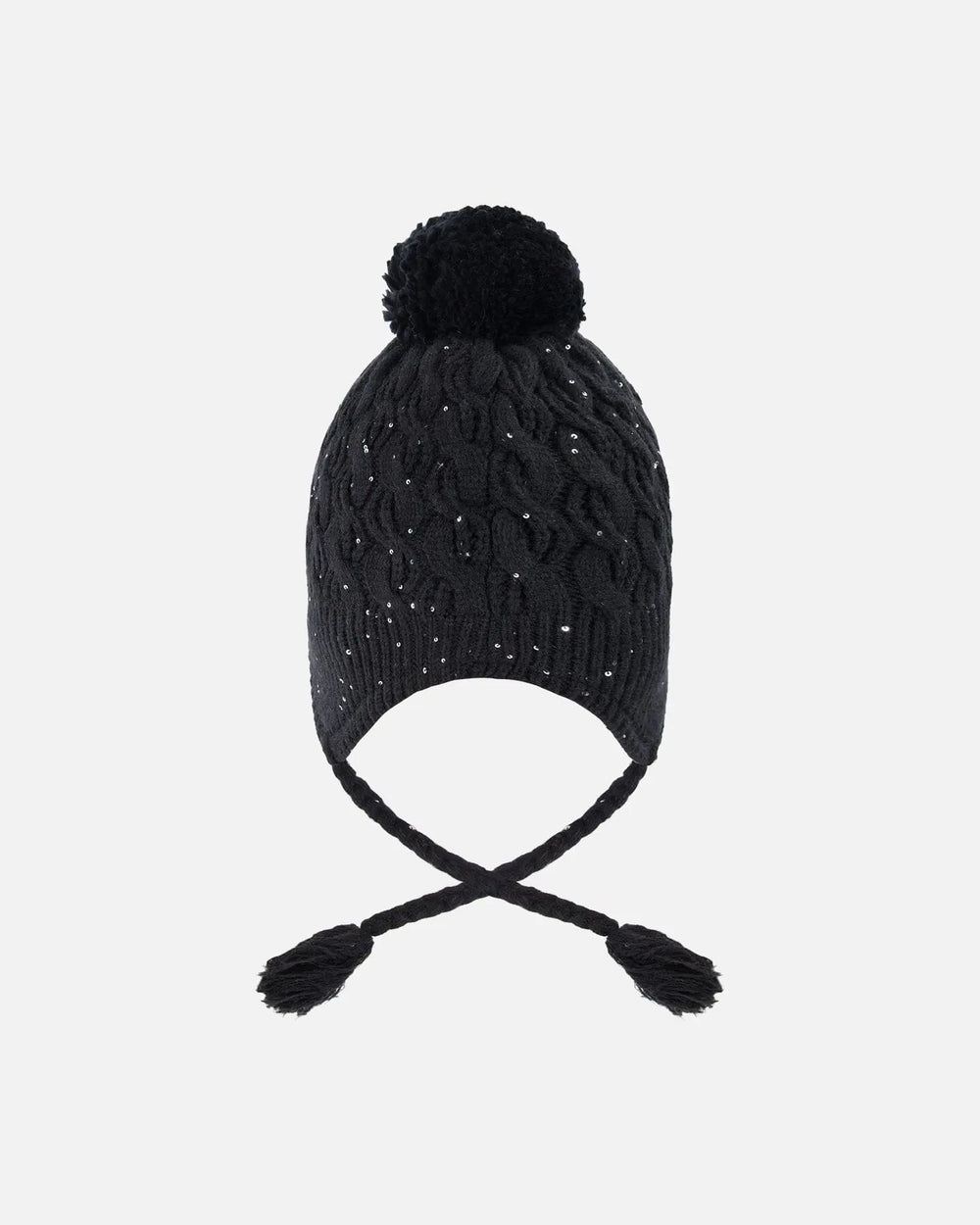 Winter Peruvian Knit Hat With Pompom And Lining Black | Deux par Deux | Jenni Kidz