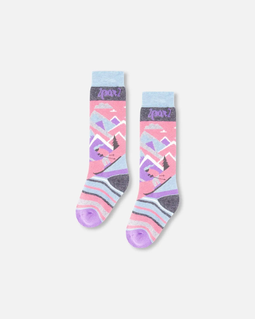 Winter Ski Socks With Merino Wool Pink | Deux par Deux | Jenni Kidz