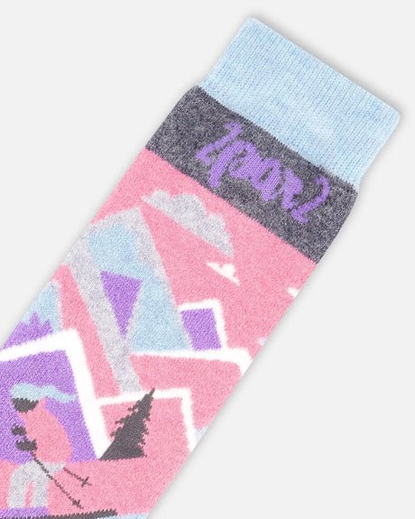 Winter Ski Socks With Merino Wool Pink | Deux par Deux | Jenni Kidz