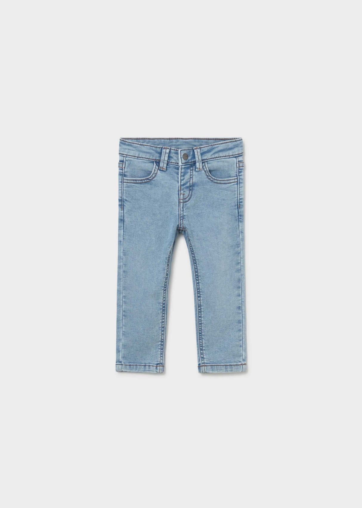 Mayoral baby boy Light Blue slim fit jeans with cotton-rich stretch denim and classic long trouser shape.