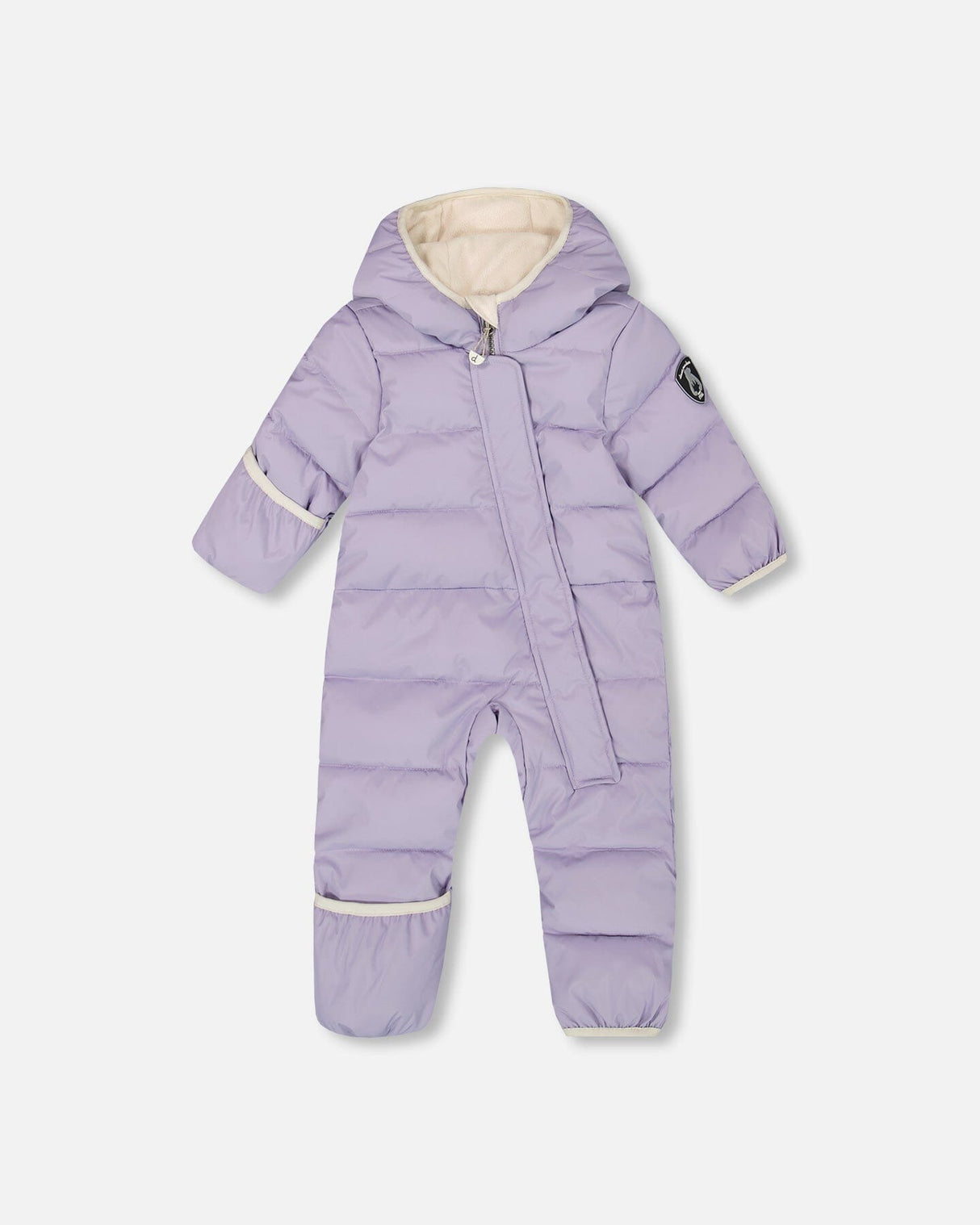 Deux Par Deux One-Piece Baby Cloud Snowsuit Purple Gray front view
