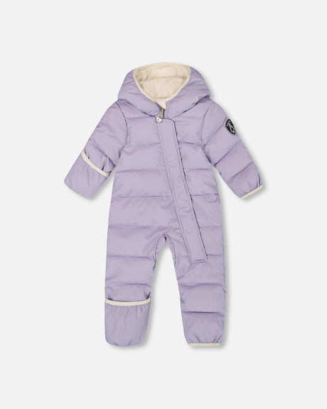 Deux Par Deux One-Piece Baby Cloud Snowsuit Purple Gray front view