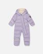 Deux Par Deux One-Piece Baby Cloud Snowsuit Purple Gray front view
