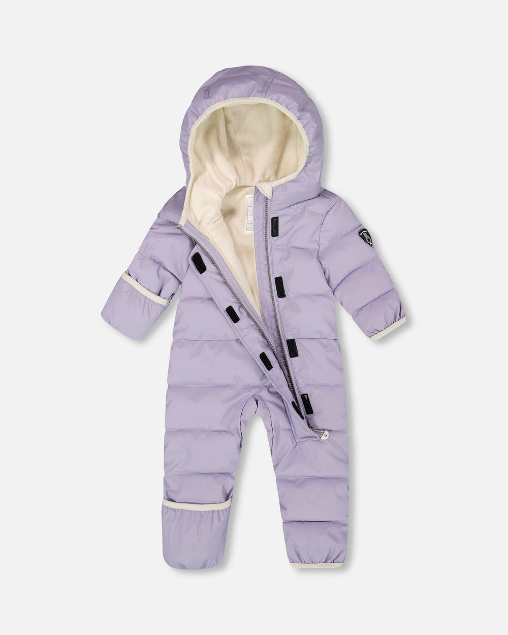 Baby Cloud snowsuit purple gray with fleece-lined hood and zipper