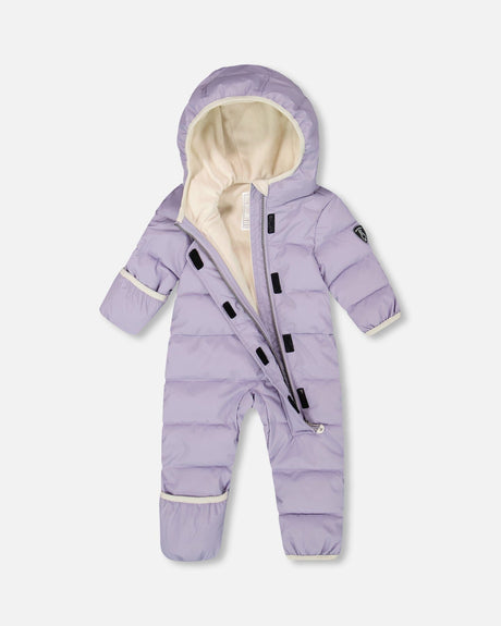 Baby Cloud snowsuit purple gray with fleece-lined hood and zipper