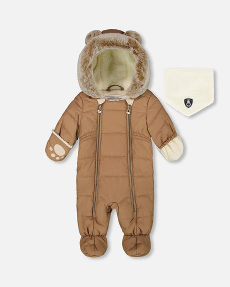 Deux Par Deux One-Piece Baby Layette Snowsuit Chanterelle front view