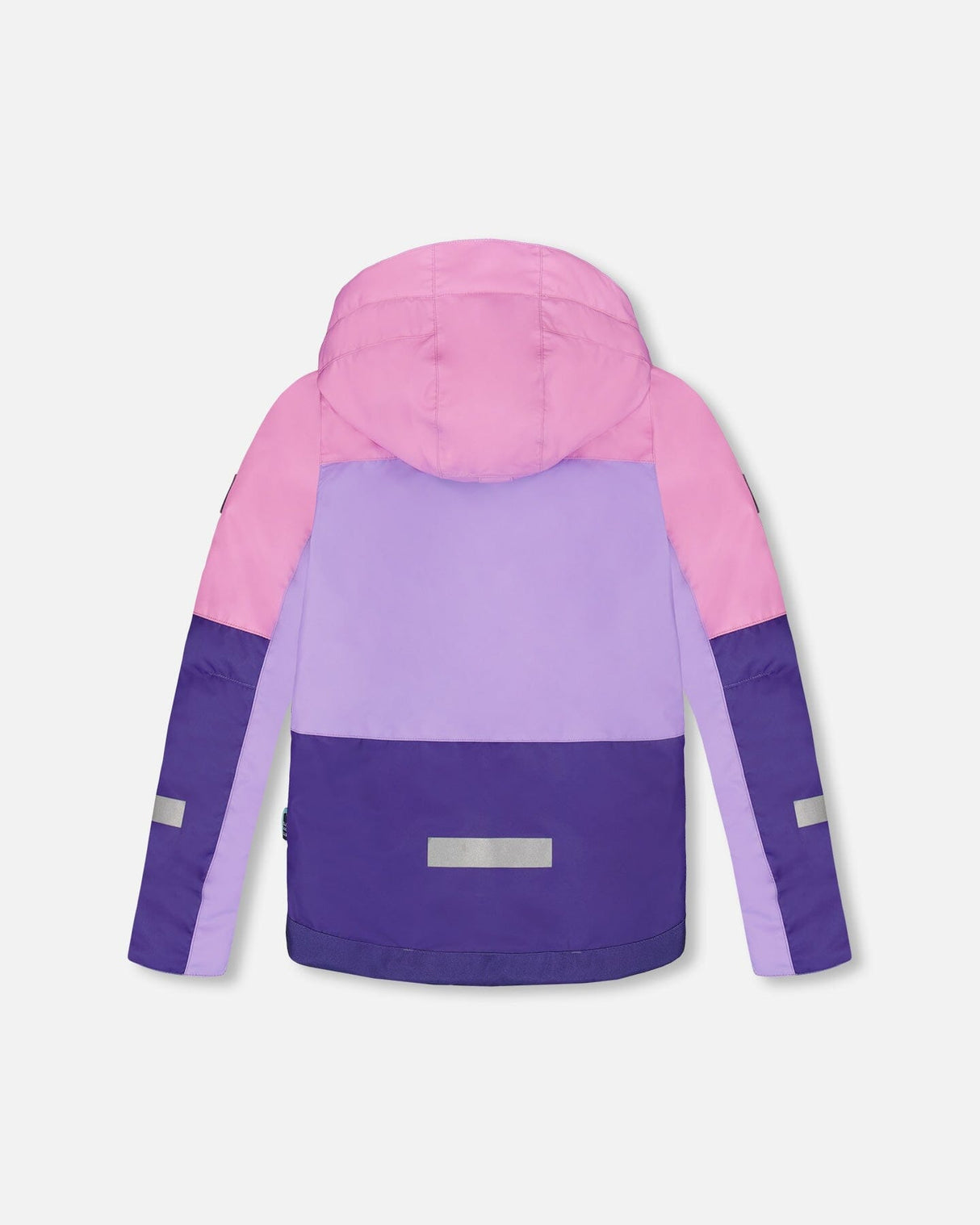 Back view of Deux par Deux purple mountain print snowsuit