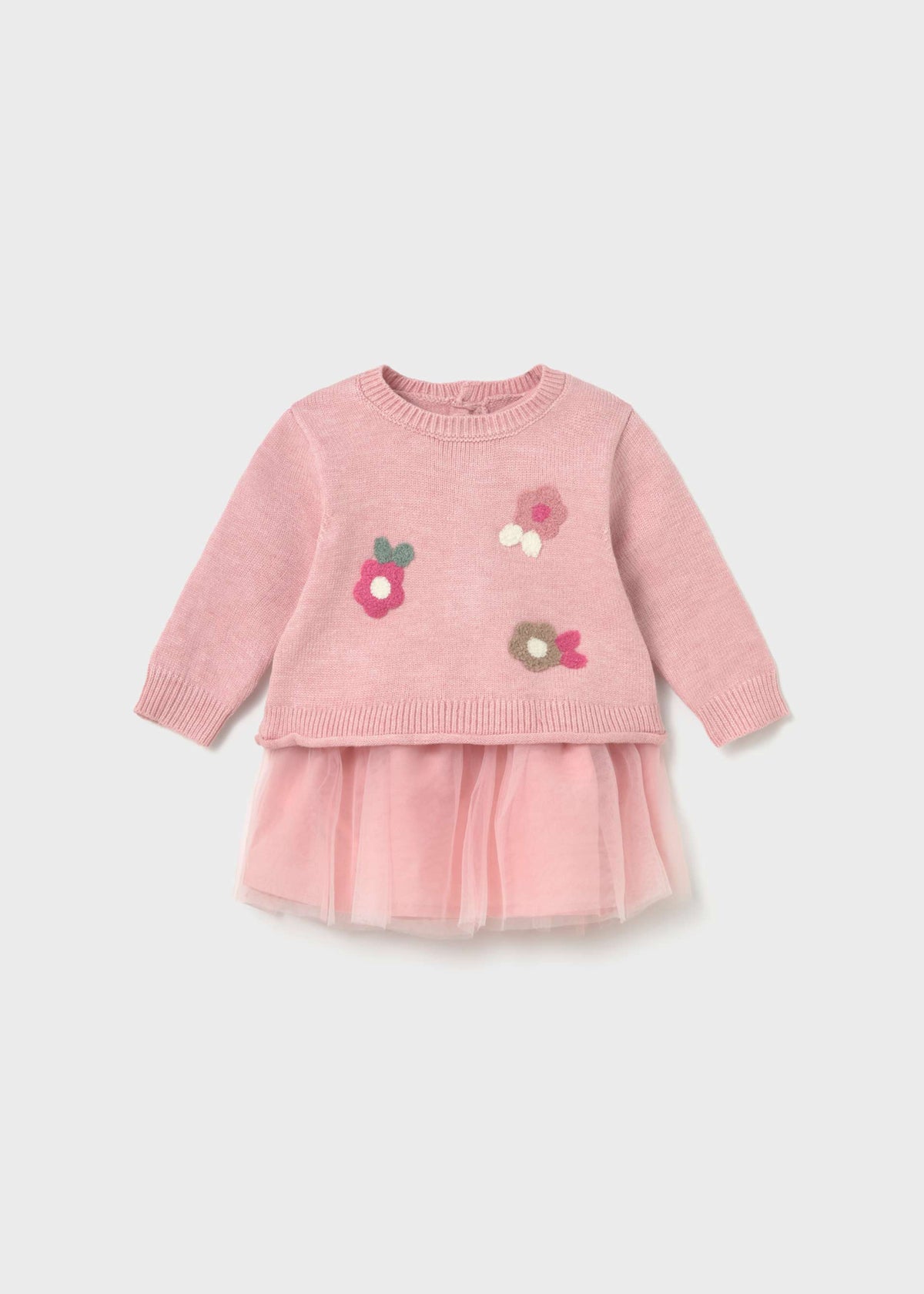 Mayoral newborn girl knit flower dress in Rosa Baby Vigore, sizes 2-18M – product view 1