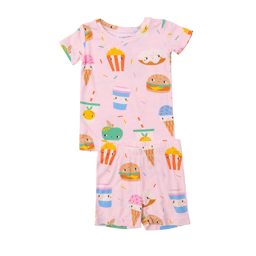 Short Loungewear Set - Send Snacks Pink | Angel Dear - Jenni Kidz