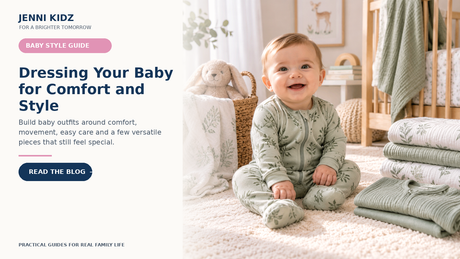 Baby clothing style guide focused on comfort movement care and versatile outfits