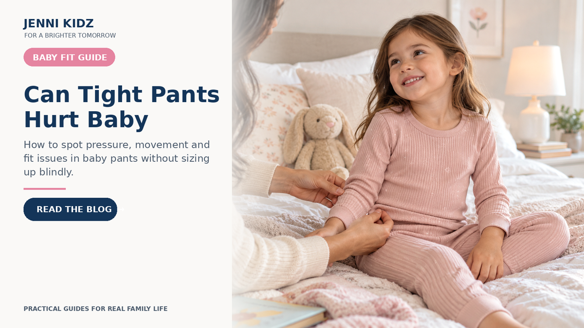Baby clothing fit guide showing how to check waistband pressure movement and comfort