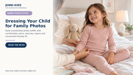 Family photo outfit guide for kids using coordinated colors layers and comfortable fit