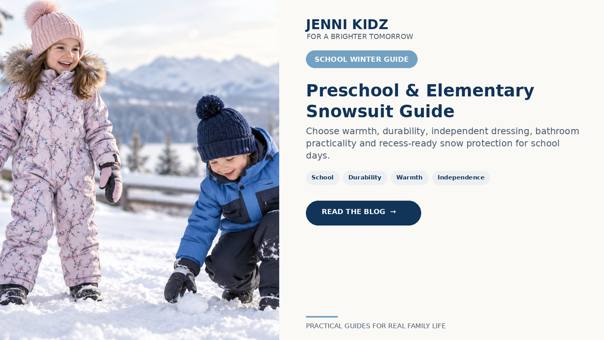 Preschool and elementary snowsuit guide for school warmth durability and independent dressing