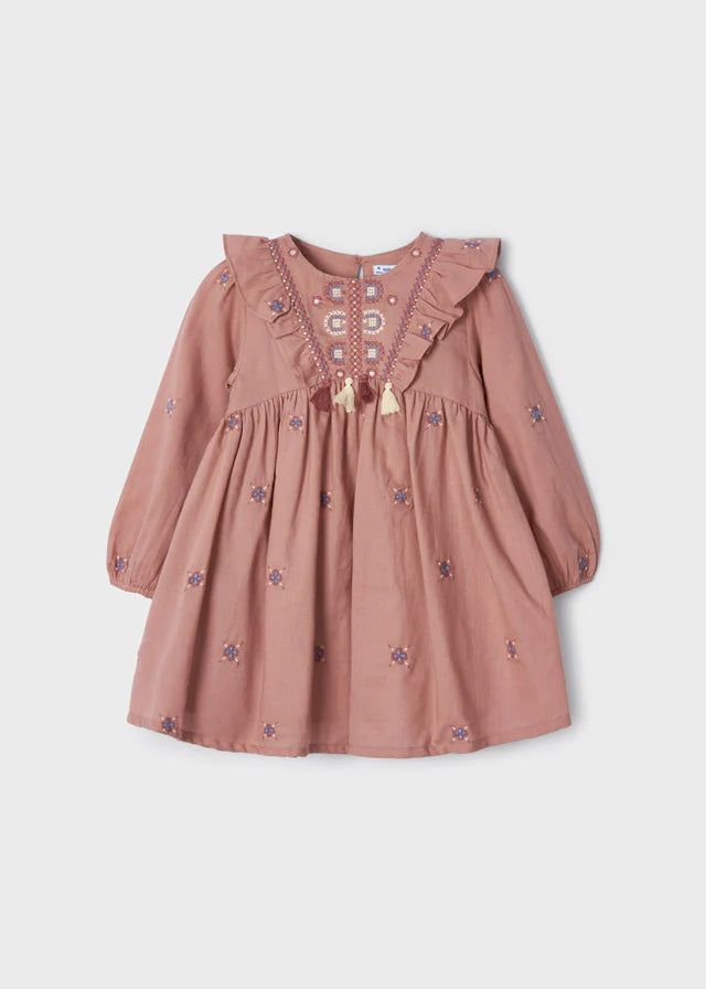 Long Sleeve Embroidered Dress  Girls | Mayoral - Jenni Kidz