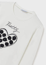 Girls Heart Long Sleeved T-Shirt - White | Mayoral - Jenni Kidz