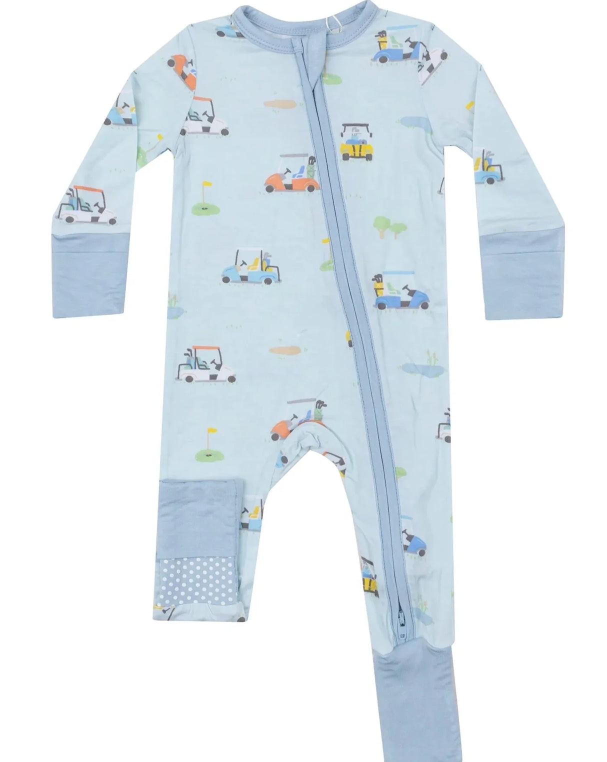 Two Way Zipper Romper - Golf Carts Blue | Angel Dear - Jenni Kidz