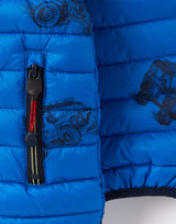 Boys Packable Jacket Blue Print Vehicles | Joules - Jenni Kidz