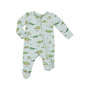 Angel Dear Alligators bamboo two-way zipper footie for baby boys