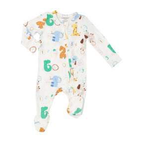 Angel Dear Animal Numbers two-way zipper footie for baby boys