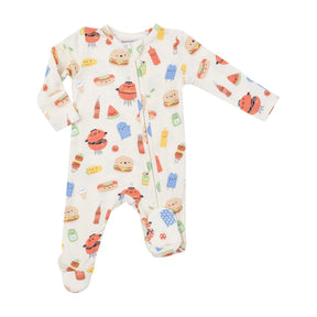Angel Dear BBQ Buddies two-way zipper footie, front view