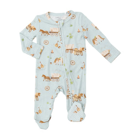 Angel Dear Covered Wagon two-way zipper footie in bamboo viscose