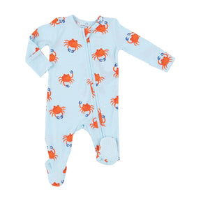 Angel Dear Crabby Cuties bamboo two-way zipper footie for babies, front view